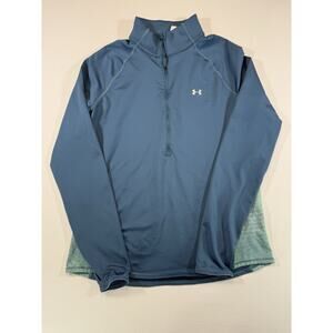 Under Armour ColdGear Womens LG Fitted 1/4 Zip Pullover Blue Athletic